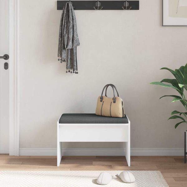 vidaXL Hall Bench with Cushion White 63 x 38 x 40 cm