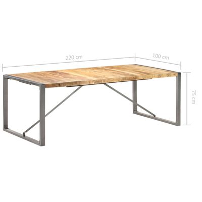 vidaXL Dining Table 220x100x75 cm Solid Rough Mango Wood