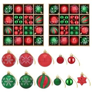 vidaXL Christmas Ball Set 88 pcs Green and Red &Oslash; 6 cm Plastic