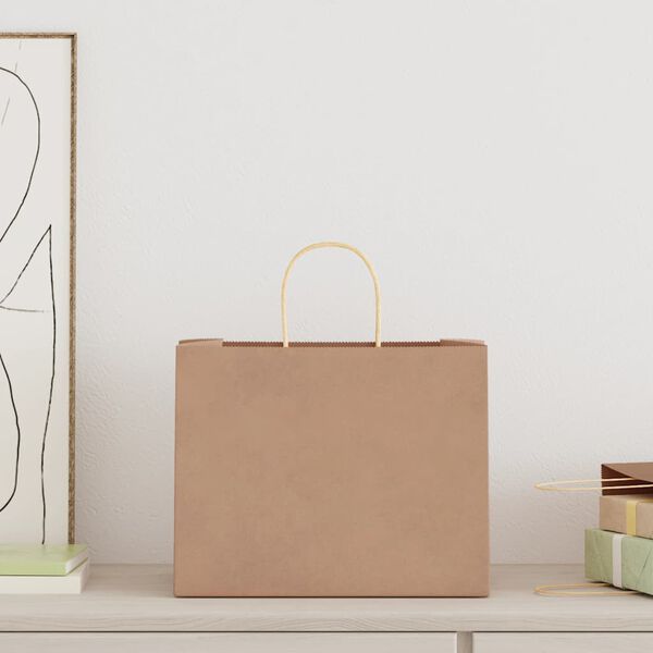 vidaXL Paper Bags 50 pcs with Handles Brown 32x22x24 cm