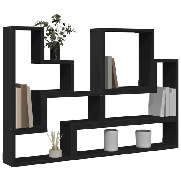 vidaXL Wall Shelf Black 96x12x64 cm Engineered Wood