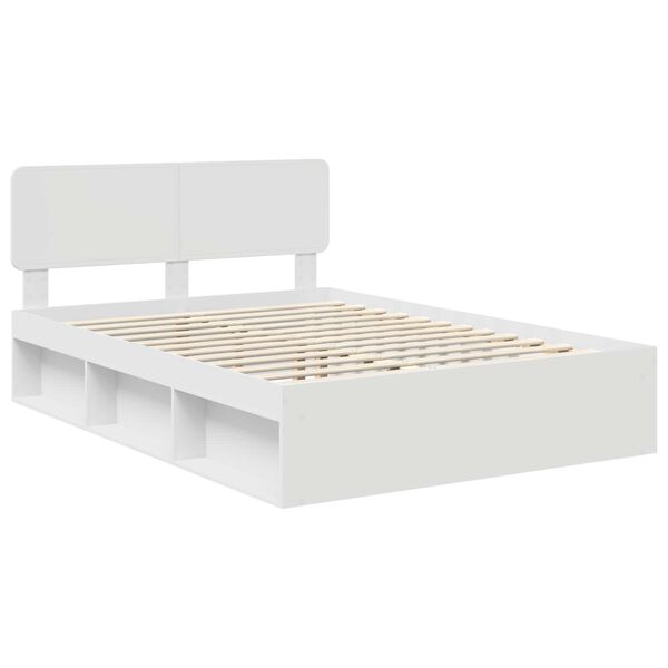 vidaXL Bed Frame with Headboard White 150 x 200 cm Solid Pine Wood