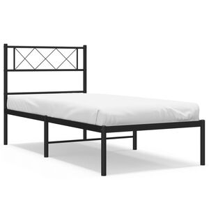 vidaXL Metal Bed Frame without Mattress with Headboard Black 80x200cm