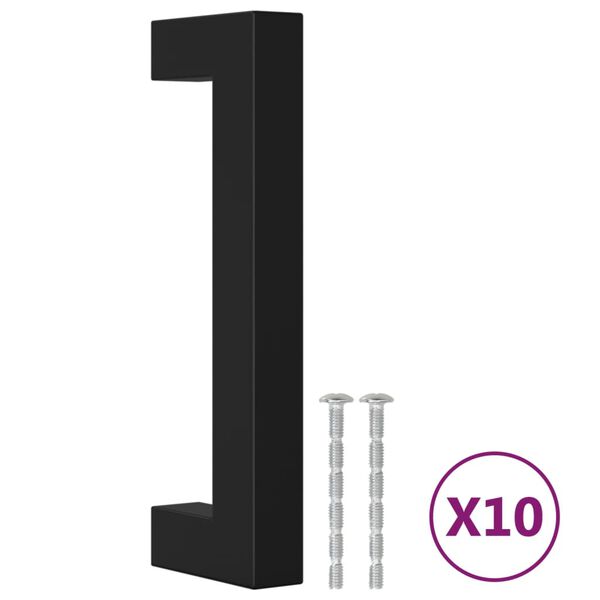 vidaXL Cabinet Handles 10 pcs Black 96 mm Stainless Steel