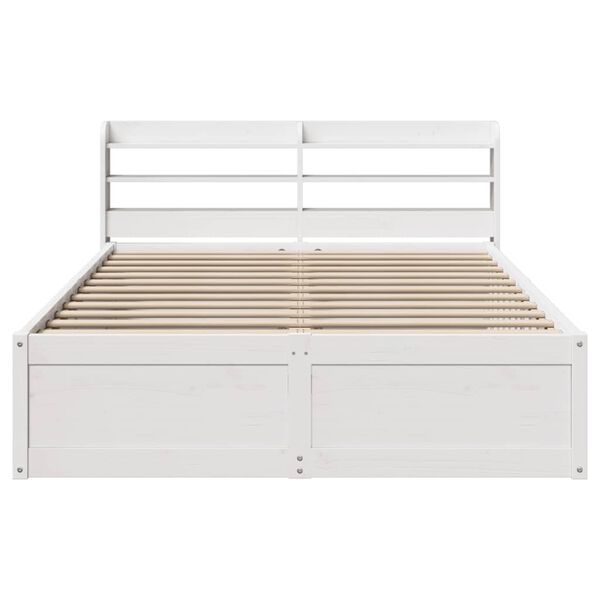 vidaXL Bed Frame with Headboard White 160x200 cm Solid Wood Pine