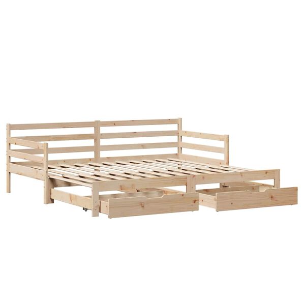 vidaXL Daybed with Trundle and Drawers without Mattress 90x190 cm Single