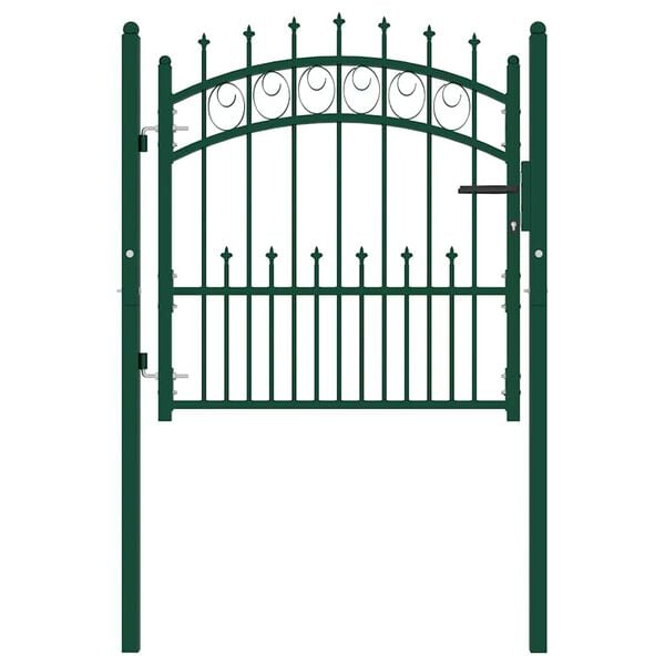 vidaXL Fence Gate Emmen with Spikes Steel 104x97 cm Green