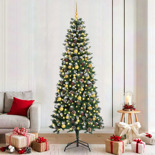 vidaXL Artificial Christmas Tree with 300 LEDs with Stand Green 210 cm