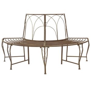 vidaXL Tree Bench 4-Seater 160 x 80 x 89 cm Steel Antique Brown