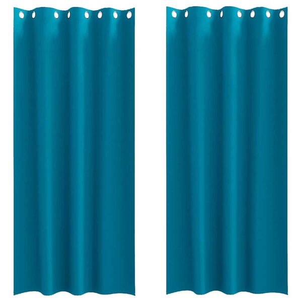 vidaXL Blackout Curtains with Rings 2 pcs Turquoise 225 x 140 cm