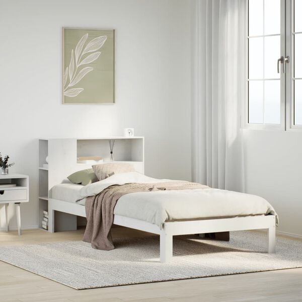 vidaXL Bookcase Bed without Mattress White 100x200cm Solid Wood Pine