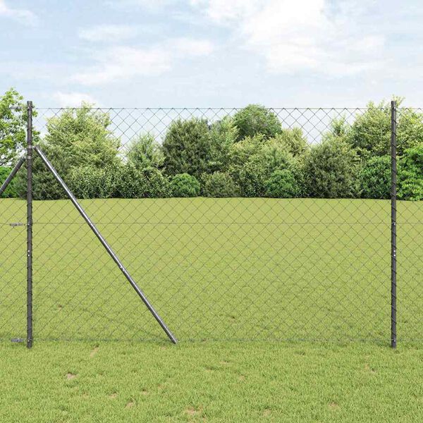 vidaXL Fence Post Grey 10 x 1.6 m (60 x 60 mm mesh) Steel and PVC