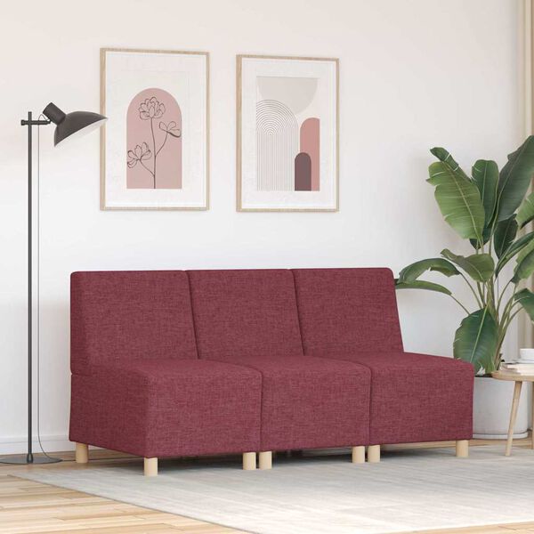 vidaXL Modular Sofa Unit Armless 3 pcs Wine Red 55 x 74 x 82 cm Fabric