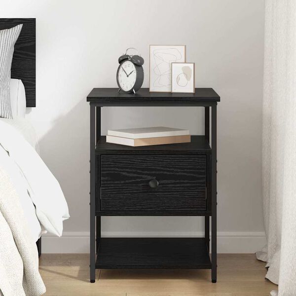 vidaXL Bedside Cabinet Black Oak 40 x 42 x 56 cm Engineered Wood