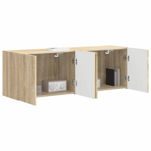 vidaXL TV Wall Cabinet Wall-mounted 2 pcs Sonoma Oak 59.5 x 31 x 40 cm