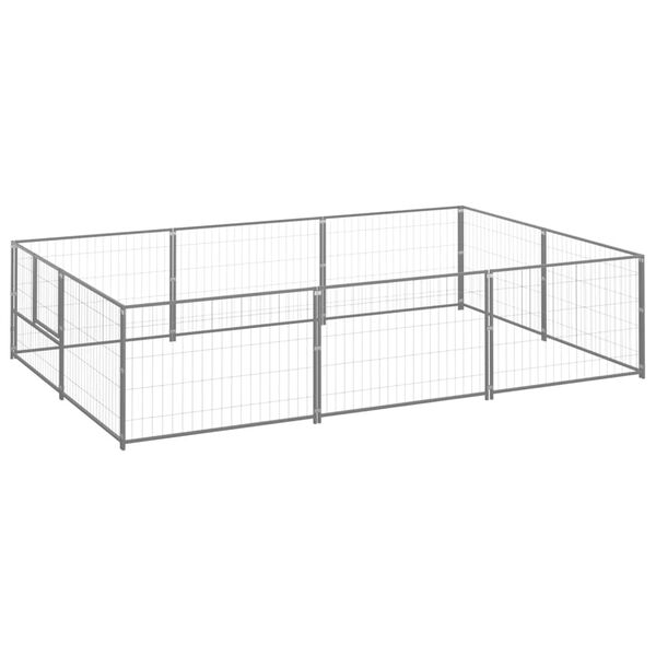 vidaXL Dog Kennel Silver 6 m&sup2; Steel