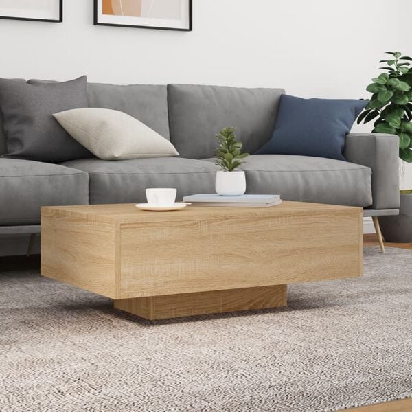 vidaXL Coffee Table with LED Lights Sonoma Oak 85x55x31 cm