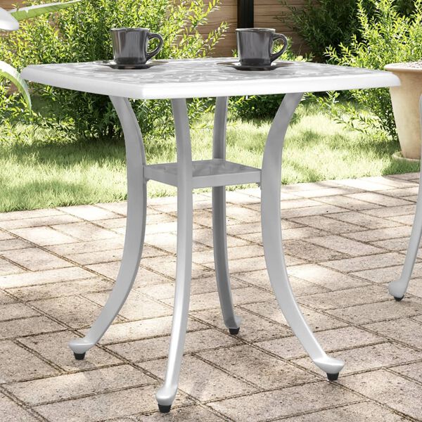 vidaXL Garden Table White 53x53x53 cm Cast Aluminium