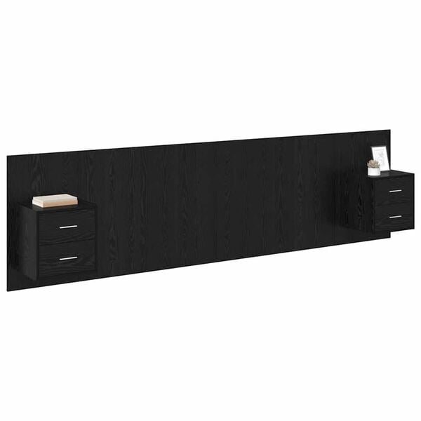 vidaXL Headboard with Cabinet 3 pcs Black Oak Engineered Wood
