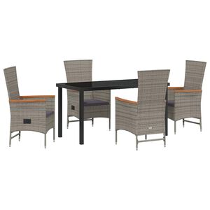 vidaXL Garden Dining Set 5 pcs Grey Poly Rattan