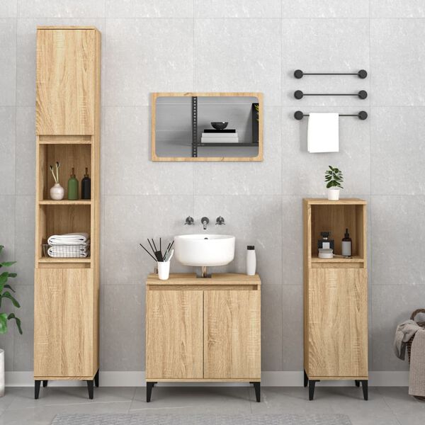 vidaXL 2 Piece Bathroom Furniture Set Sonoma Oak Engineered Wood
