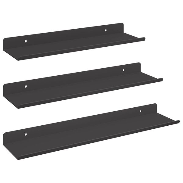 vidaXL Floating Shelf Wall-mounted 3 pcs Black 40 x 9 x 2.5 cm Steel