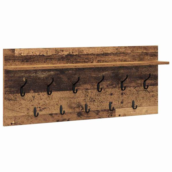vidaXL Wall-Mounted Coat Rack with Shelf Old wood Engineered wood