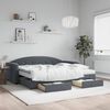 vidaXL Daybed with Trundle and Drawers Dark Grey 90x190 cm Velvet