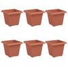 vidaXL Square Flower Pot 6 pcs Brick Red 16 x 16 x 14 cm Plastic