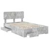 vidaXL Bed Frame Concrete Grey 120 x 200 cm Engineered Wood