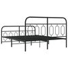 vidaXL Metal Bed Frame without Mattress with Footboard Black 135x190cm
