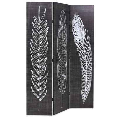 vidaXL Folding Room Divider 120x170 cm Feathers Black and White