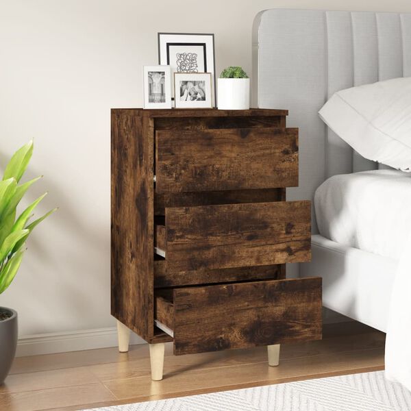 vidaXL Bedside Cabinet Smoked Oak 40x35x70 cm Engineered Wood