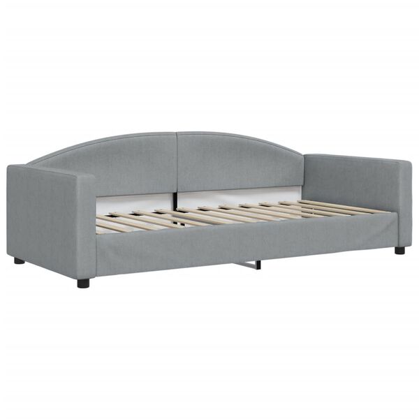 vidaXL Daybed with Trundle and Drawers Light Grey 90x190 cm Fabric