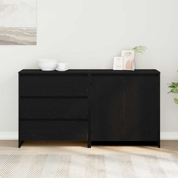 vidaXL Sideboard 2 pcs Black 70 x 41 x 75 cm Engineered Wood