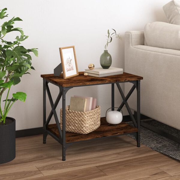 vidaXL Side Table Smoked Oak 55x38x45 cm Engineered Wood
