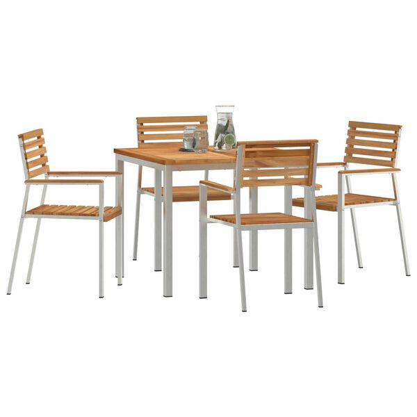 vidaXL Garden Dining Set 5 pcs Brown Solid Teak Wood