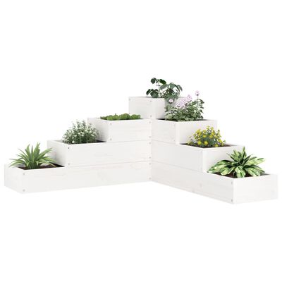 vidaXL Garden Planter 4-Tier 80.5x79x36 cm White Solid Wood Pine
