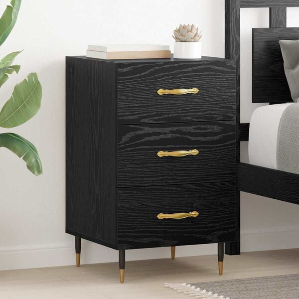 vidaXL Bedside Cabinet Black Oak 40 x 40 x 66 cm Engineered Wood