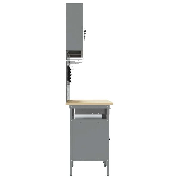 vidaXL Work Bench Set with Drawer 8 pcs Black 200 x 55 x 200 cm Steel