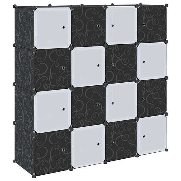 vidaXL Storage Cube Organiser with 16 Cubes and Hanging Rods PP