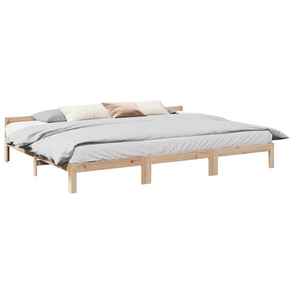 vidaXL Family Bed Frame No Mattress 270x200 cm Solid Wood Pine