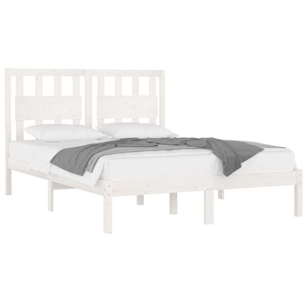 vidaXL Bed Frame without Mattress White Solid Wood Pine 160x200 cm (810028+818581)