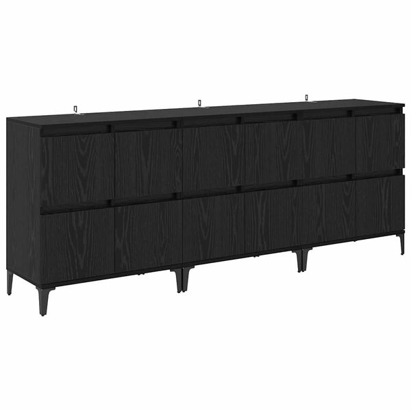 vidaXL Sideboards 3 pcs Black Oak 60 x 35 x 70 cm Engineered Wood