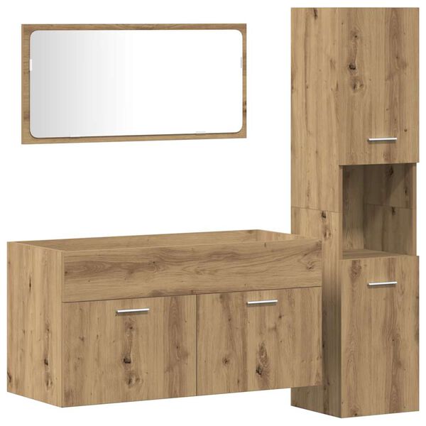 vidaXL 3 Piece Bathroom Furniture Set Artisan Oak Engineered Wood