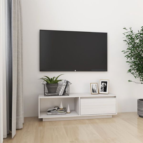 vidaXL TV Cabinet White 110x30x33.5 cm Solid Pinewood