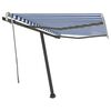 vidaXL Freestanding Manual Retractable Awning 300x250 cm Blue/White