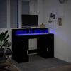 vidaXL Desk with LED Lights Black 120x55x91 cm Engineered Wood