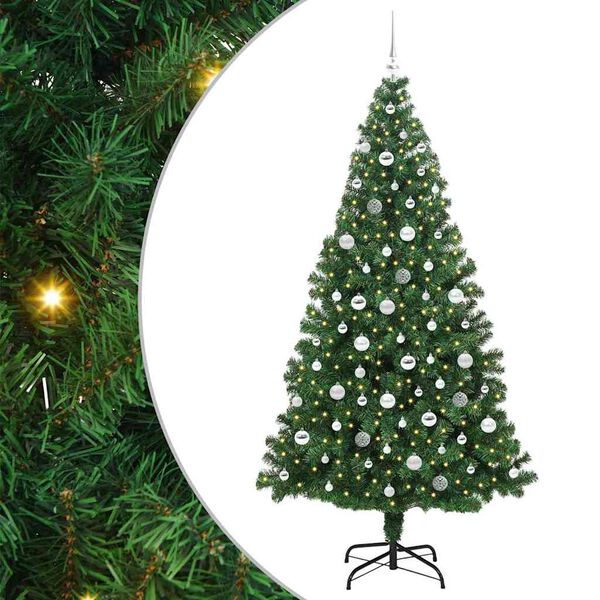 vidaXL Artificial Christmas Tree with 300 LEDs with Stand Green 210 cm