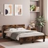 vidaXL Bed Frame with LED without Mattress Smoked Oak 120x200 cm